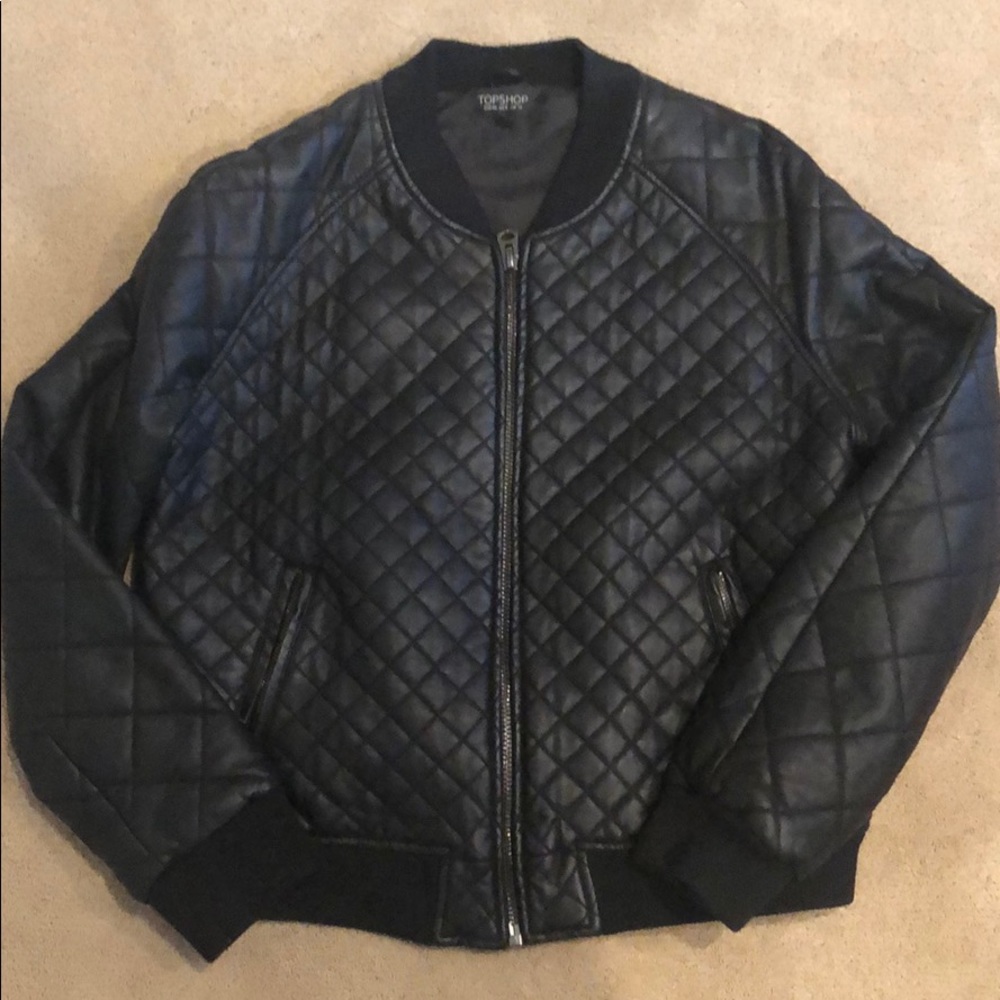 Top Shop Bomber Faux Leather Jacket